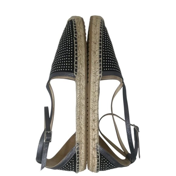 Jimmy Choo Donna Black Suede Silver Studded Espadrilles Flat Sandals 12 Boho - Picture 7 of 14